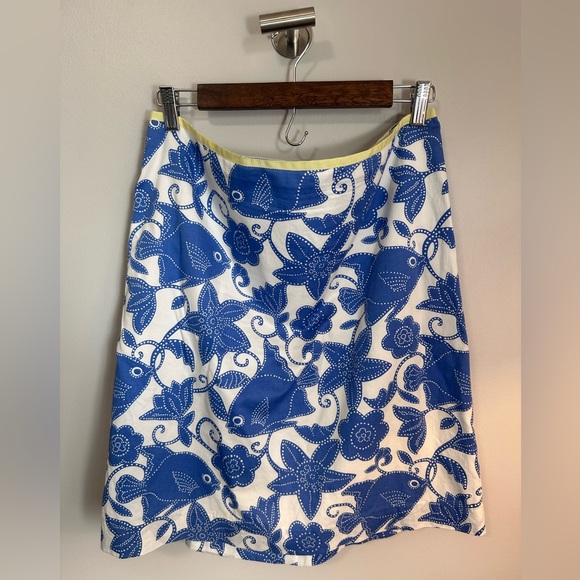 Vintage Lilly Pulitzer Lela Skirt - White & Blue Mimosas - White Label - Size 12